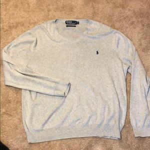 Grey Polo Pima Cotton V-neck